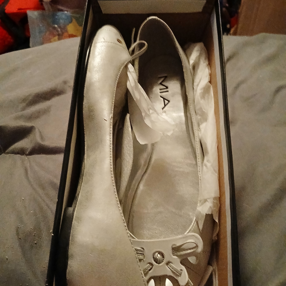Mia Shoes Elegant Silver Flats